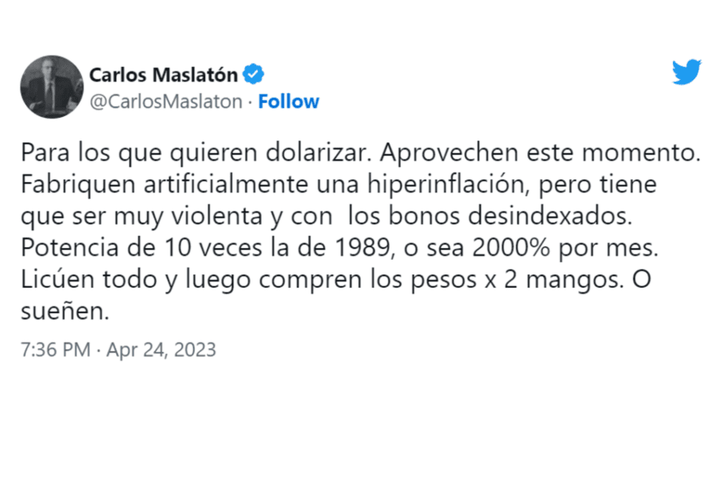 El famoso abogado liberal criticando la dolarización de Javier Milei.